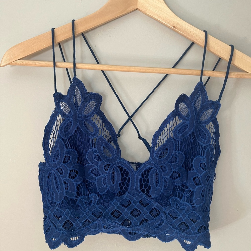 Free People Adella Blue Lace Bra